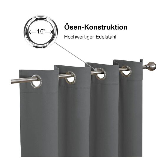 CUCRAF Blickdichte Vorhänge Gardinen mit Ösen 1er Set Verdunkelungsvorhang Dunkelgrau Thermovorhang Hitzeschutz Wärmeisolierten, Ösenvorhang für Schlafzimmer Wohnzimmer