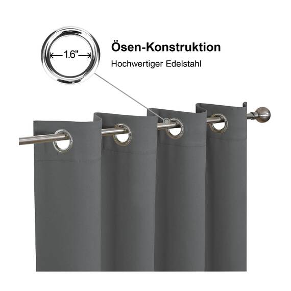 CUCRAF Verdunklungsvorhänge Thermovorhang Kälteschutz 1er Set H245 x B135cm Vorhänge mit Ösen Dunkelgrau Vorhang Blickdicht Weich und Langlebig Schallschutz Vorhang für Schlafzimmer Wohnzimmer