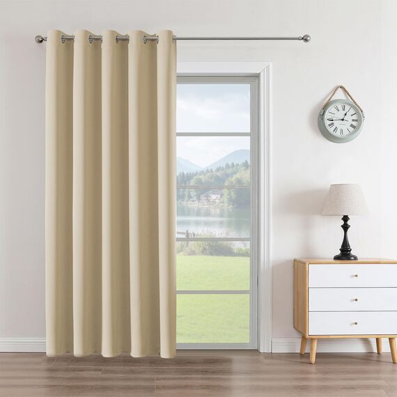 CUCRAF Blickdichte Vorhänge Gardinen mit Ösen 1er Set Verdunkelungsvorhang Beige Thermovorhang Hitzeschutz Wärmeisolierten, Ösenvorhang für Schlafzimmer Wohnzimmer