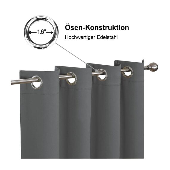 CUCRAF Thermovorhang Kälteschutz Verdunklungsvorhänge 2er Set H245 x B140 cm Gardinen mit Ösen Dunkelgrau Vorhang Blickdicht, Weich und Langlebig Schallschutz Vorhang für Schlafzimmer Wohnzimmer