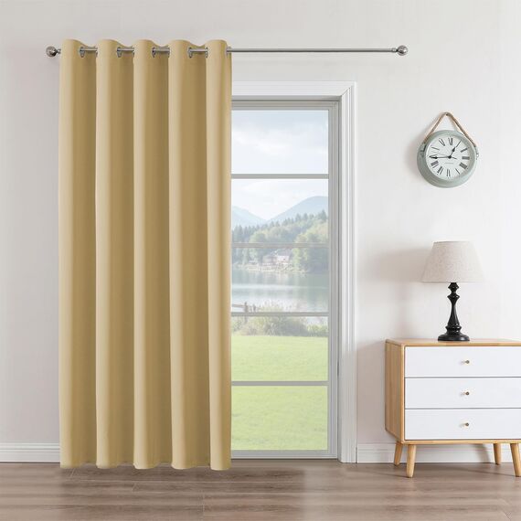 CUCRAF Blickdichte Vorhänge Gardinen mit Ösen 1er Set Verdunkelungsvorhang Beige Thermovorhang Hitzeschutz Wärmeisolierten, Ösenvorhang für Schlafzimmer Wohnzimmer