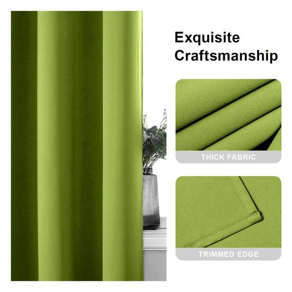 CUCRAF Verdunklungsvorhänge Thermovorhang Kälteschutz 2er Set H137 x B117cm Vorhänge mit Ösen Grasgrün Vorhang Blickdicht Weich und Langlebig Schallschutz Vorhang für Schlafzimmer Wohnzimmer