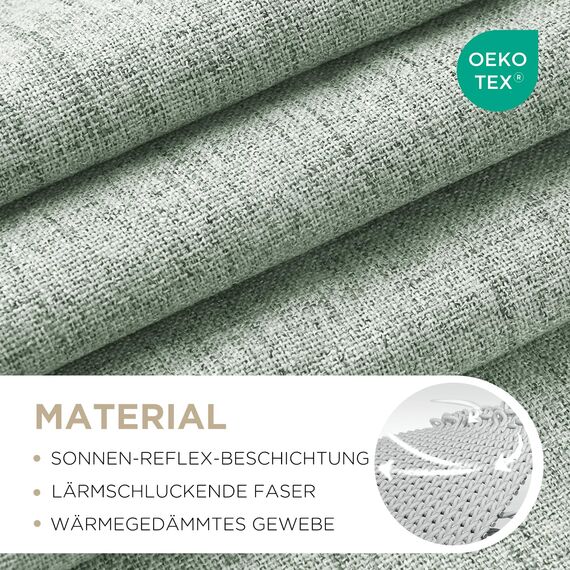 Joydeco 100% Blickdichte Vorhänge mit Schlaufen Verdeckten Leinenoptik, Verdunkelungsvorhang Stangendurchzug Gardinen Thermovorhang Leinen Hitzeschutz für Wohnzimmer