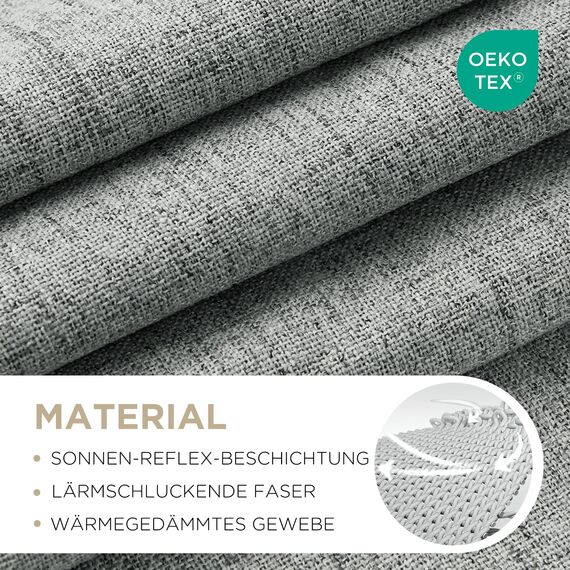 Joydeco 100% Blickdichte Vorhänge mit Schlaufen Verdeckten Leinenoptik, Verdunkelungsvorhang Stangendurchzug Gardinen Thermovorhang Leinen Hitzeschutz für Wohnzimmer