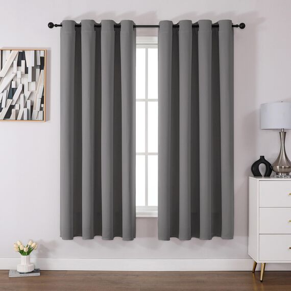 CUCRAF Verdunklungsvorhänge Thermovorhang Kälteschutz 2er Set H175 x B140 cm Gardinen mit Ösen Grau Vorhang Blickdicht, Weich und Langlebig Schallschutz Vorhang für Schlafzimmer Wohnzimmer