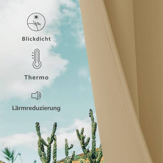 CUCRAF Verdunklungsvorhänge Thermovorhang Kälteschutz 2er Set H213 x B132cm Vorhänge mit Ösen Beige Vorhang Blickdicht Weich und Langlebig Schallschutz Vorhang für Schlafzimmer Wohnzimmer