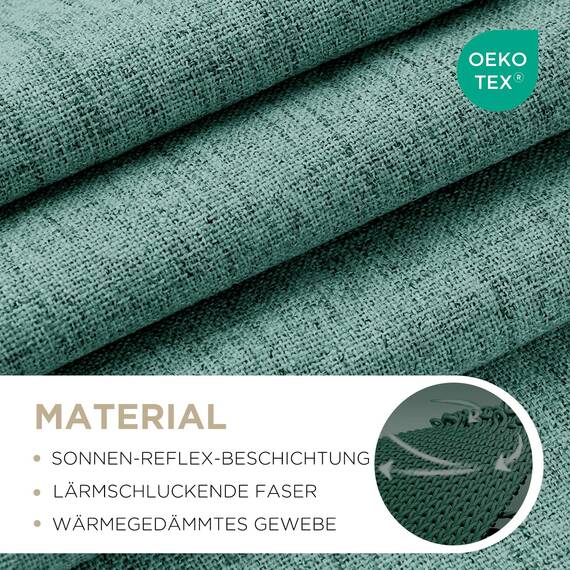 Joydeco 100% Blickdichte Vorhänge mit Schlaufen Verdeckten Leinenoptik, Verdunkelungsvorhang Stangendurchzug Gardinen Thermovorhang Leinen Hitzeschutz für Wohnzimmer