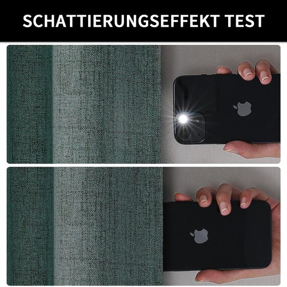Joydeco 100% Blickdichte Vorhänge mit Schlaufen Verdeckten Leinenoptik, Verdunkelungsvorhang Stangendurchzug Gardinen Thermovorhang Leinen Hitzeschutz für Wohnzimmer 1 Stück