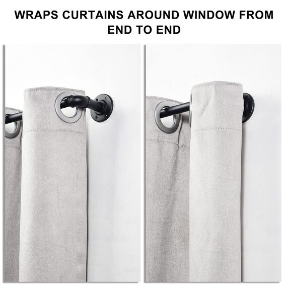 Schwarze Gardinenstange Ausziehbar Metall x3 Sätze, Industrie Gardinenstangen für Ösenvorhänge, Industrielle Gardienenstangenset für Fenster 67 cm - 122 cm((67 cm - 122 cm) X 3 PACK)