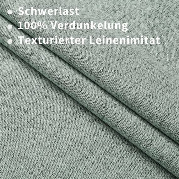 Joydeco 100% Blickdichte Vorhänge mit Schlaufen Verdeckten Leinenoptik, Verdunkelungsvorhang Stangendurchzug Gardinen Thermovorhang Leinen Hitzeschutz für Wohnzimmer