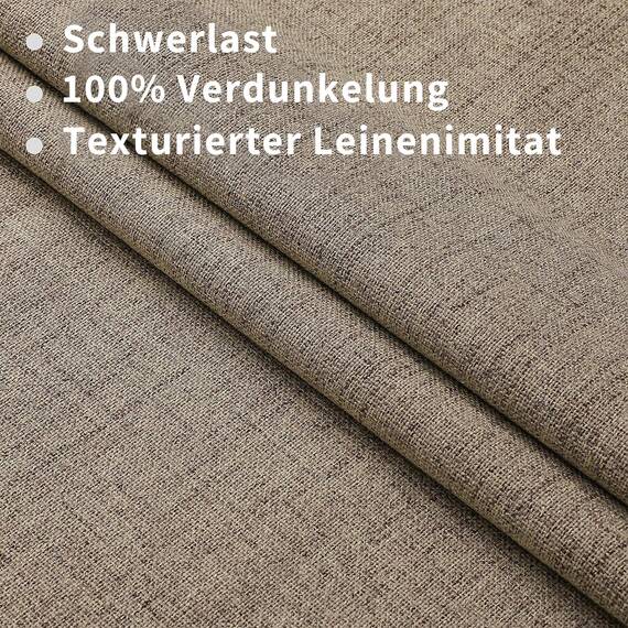 Joydeco 100% Blickdichte Vorhänge mit Schlaufen Verdeckten Leinenoptik, Verdunkelungsvorhang Stangendurchzug Gardinen Thermovorhang Leinen Hitzeschutz für Wohnzimmer 1 Stück