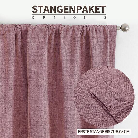 Joydeco 100% Blickdichte Vorhänge mit Schlaufen Verdeckten Leinenoptik, Verdunkelungsvorhang Stangendurchzug Gardinen Thermovorhang Leinen Hitzeschutz für Wohnzimmer 1 Stück