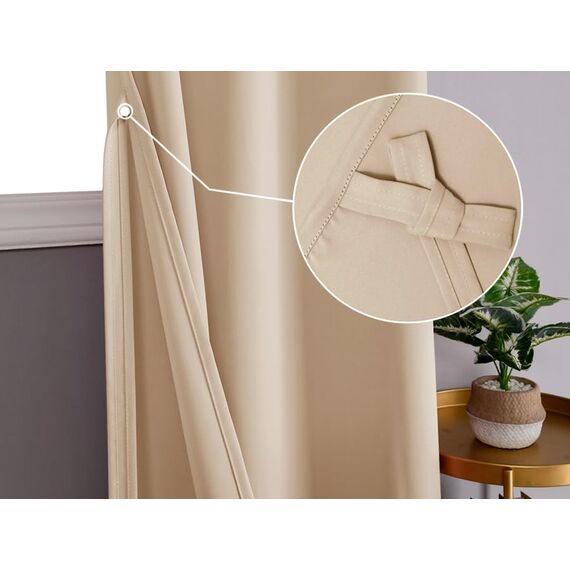 DWCN Vorhänge Blickdicht Verdunkelungsgardinen mit Ösen 2 Stücke Thermogardine für Wohnzimmer, Schlafzimmer, Biscotti Beige, 160x106cm(HxB)