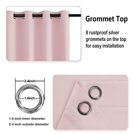 DWCN Verdunklungsvorhänge mit Ösen Blickdicht Vorhänge mit Raffhalter 2 Stücke Thermovorhang Kälteschutz Gardinen Wohnzimmer Schlafzimmer Wärmeisolierend,Blush Rosa,H160 x B140 cm (2er Pack)