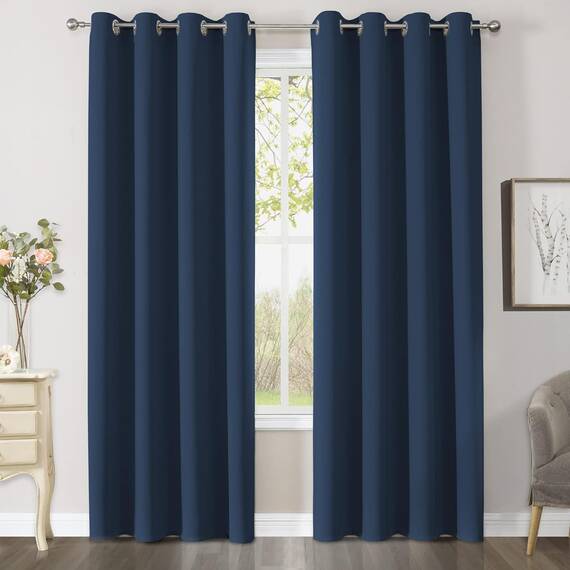 CUCRAF Verdunklungsvorhänge Thermovorhang Kälteschutz 2er Set H229 x B229cm Vorhänge mit Ösen Navy Blau Vorhang Blickdicht Weich und Langlebig Schallschutz Vorhang für Schlafzimmer Wohnzimmer