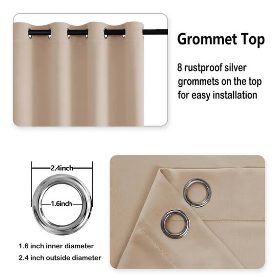 DWCN Verdunklungsvorhänge mit Ösen Blickdicht Vorhänge mit Raffhalter 2 Stücke Thermovorhang Kälteschutz Gardinen Wohnzimmer Schlafzimmer Wärmeisolierend,Biscotti Beige,H145 x B140 cm (2er Pack)