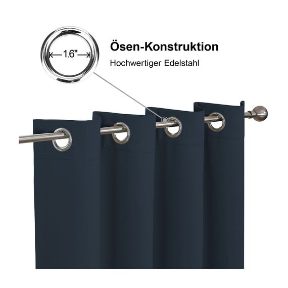 CUCRAF Gardinen mit Ösen Vorhang Blickdicht 2er Set H175 x B140 cm Thermovorhang Kälteschutz Navy Blau Verdunklungsvorhänge, Weich und Langlebig Schallschutz Vorhang für Schlafzimmer Wohnzimmer