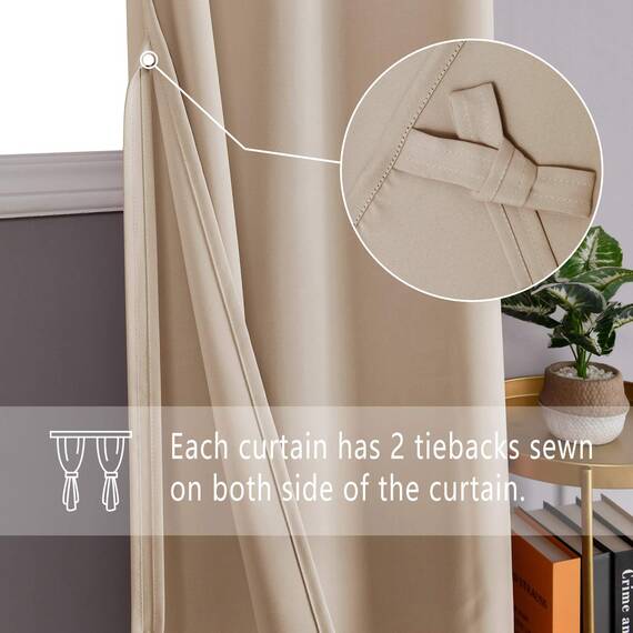 DWCN Verdunklungsvorhänge mit Ösen Blickdicht Vorhänge mit Raffhalter 2 Stücke Thermovorhang Kälteschutz Gardinen Wohnzimmer Schlafzimmer Wärmeisolierend,Biscotti Beige,H145 x B140 cm (2er Pack)