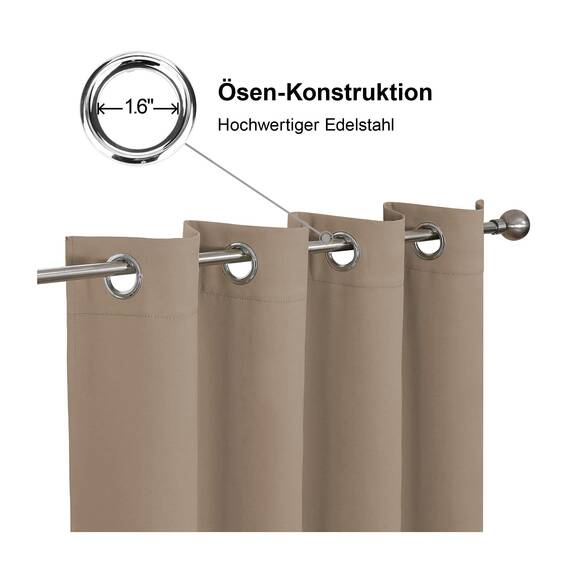 CUCRAF Verdunklungsvorhänge Thermovorhang Kälteschutz 2er Set H213 x B132cm Vorhänge mit Ösen Khaki Vorhang Blickdicht Weich und Langlebig Schallschutz Vorhang für Schlafzimmer Wohnzimmer