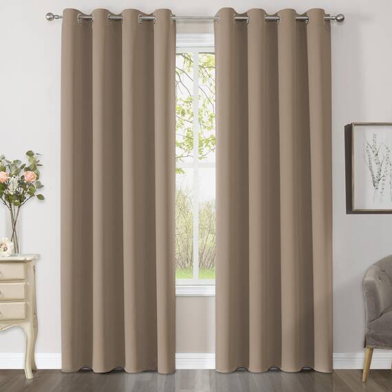 CUCRAF Verdunklungsvorhänge Thermovorhang Kälteschutz 2er Set H213 x B132cm Vorhänge mit Ösen Khaki Vorhang Blickdicht Weich und Langlebig Schallschutz Vorhang für Schlafzimmer Wohnzimmer