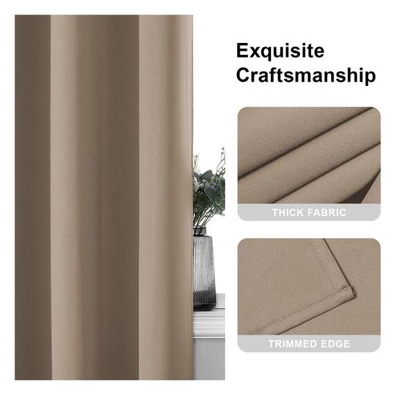 CUCRAF Verdunklungsvorhänge Thermovorhang Kälteschutz 2er Set H213 x B132cm Vorhänge mit Ösen Khaki Vorhang Blickdicht Weich und Langlebig Schallschutz Vorhang für Schlafzimmer Wohnzimmer