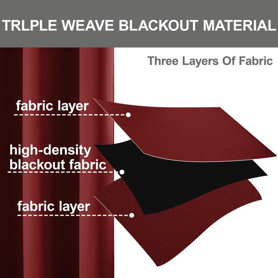 CUCRAF Thermovorhang Kälteschutz Vorhang Blickdicht 2er Set H137 x B117 cm Gardinen mit Ösen Rot Verdunklungsvorhänge, Weich und Langlebig Schallschutz Vorhang für Schlafzimmer Wohnzimmer