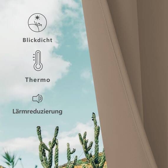 CUCRAF Verdunklungsvorhänge Thermovorhang Kälteschutz 2er Set H213 x B132cm Vorhänge mit Ösen Khaki Vorhang Blickdicht Weich und Langlebig Schallschutz Vorhang für Schlafzimmer Wohnzimmer