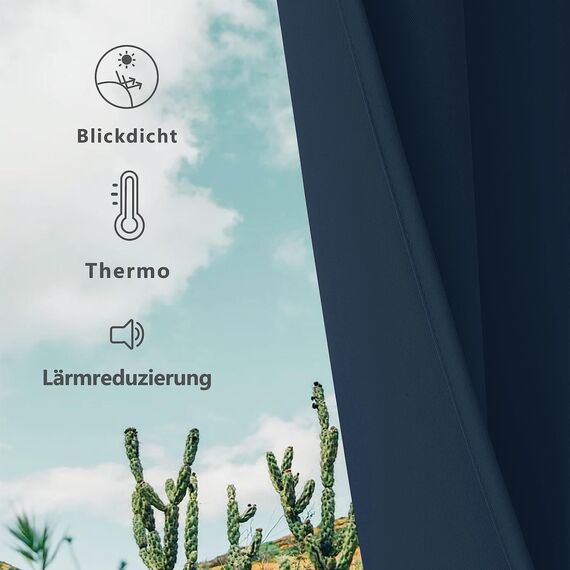 CUCRAF Blickdichte Vorhänge Gardinen mit Ösen 1er Set Verdunkelungsvorhang Navy Blau Thermovorhang Hitzeschutz Wärmeisolierten, Ösenvorhang für Schlafzimmer Wohnzimmer