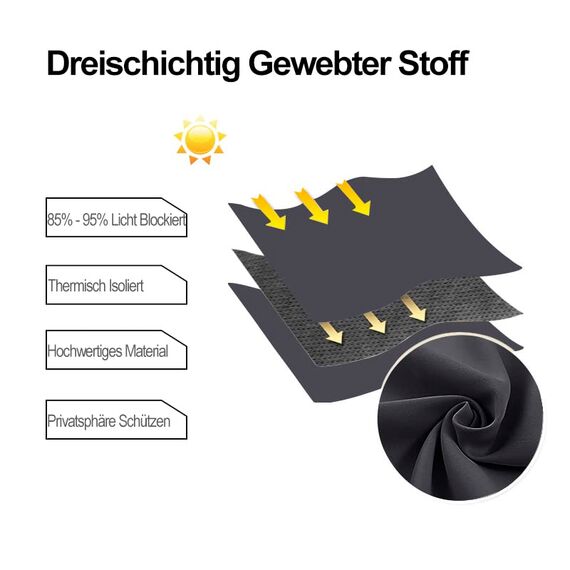 DWCN Vorhang Blickdicht mit Vorhang Raffhalter Verdunkelungsgardinen mit Ösen 2 Stücke Thermogardine, Blackout Curtain Verdunkelung Thermovorhang, Dunkelgrau, 183x117cm(HxB)