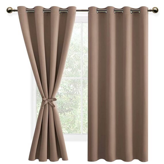 DWCN Vorhang Blickdicht Khaki Verdunkelungsgardinen mit Ösen 2 Stücke Vorhang Blickdicht Fensterdeko Thermogardine für Wohnzimmer Schlafzimmer, Cappuccino,200x140cm(HxB)