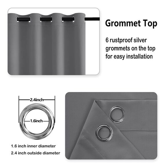 DWCN Verdunklungsvorhänge mit Ösen Blickdicht Vorhänge mit Raffhalter 2 Stücke Thermovorhang Kälteschutz Gardinen Wohnzimmer Schlafzimmer Wärmeisolierend,Grau,H160 x B140 cm (2er Pack)