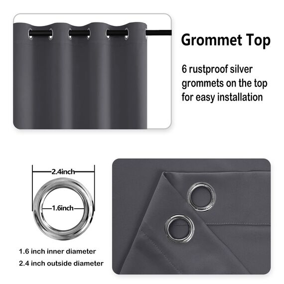 DWCN Verdunklungsvorhänge mit Ösen Blickdicht Vorhänge mit Raffhalter 2 Stücke Thermovorhang Kälteschutz Gardinen Wohnzimmer Schlafzimmer Wärmeisolierend,Dunkelgrau,H145 x B140 cm (2er Pack)