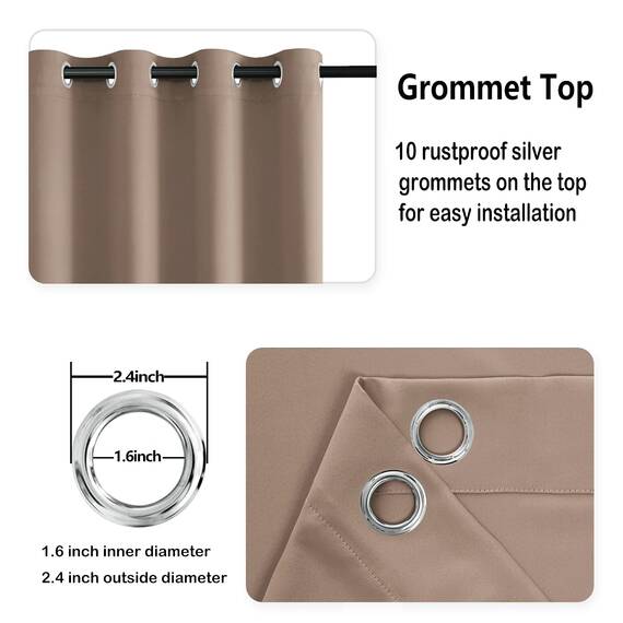 DWCN Vorhang Blickdicht Verdunkelungsgardinen mit Ösen 2 Stücke Vorhang Blickdicht Fensterdeko Thermogardine für Wohnzimmer Schlafzimmer, Khaki Cappuccino, 228x167cm(HxB)