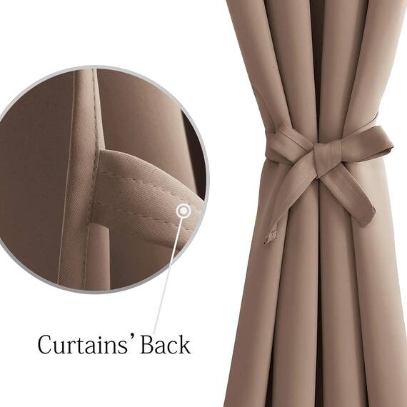 DWCN Vorhang Blickdicht Khaki Verdunkelungsgardinen mit Ösen 2 Stücke Vorhang Blickdicht Fensterdeko Thermogardine für Wohnzimmer Schlafzimmer, Cappuccino, 160x132cm(HxB)