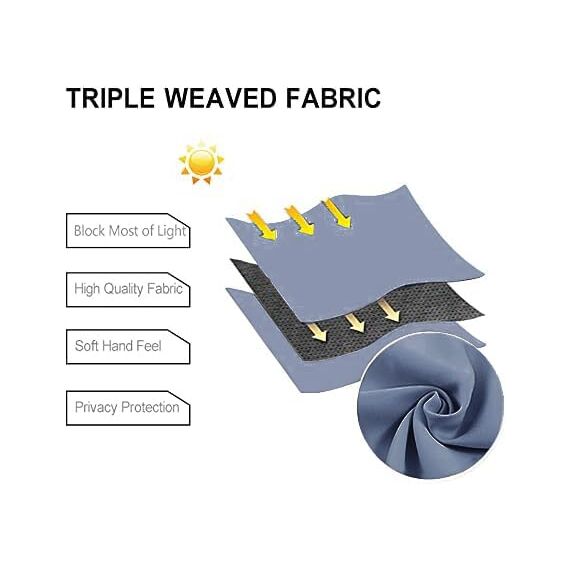 DWCN Verdunklungsvorhänge mit Ösen Blickdicht Vorhänge mit Raffhalter 2 Stücke Thermovorhang Kälteschutz Gardinen Wohnzimmer Schlafzimmer Wärmeisolierend, Staubiges Blau, H140 x B160 cm (2er Pack)