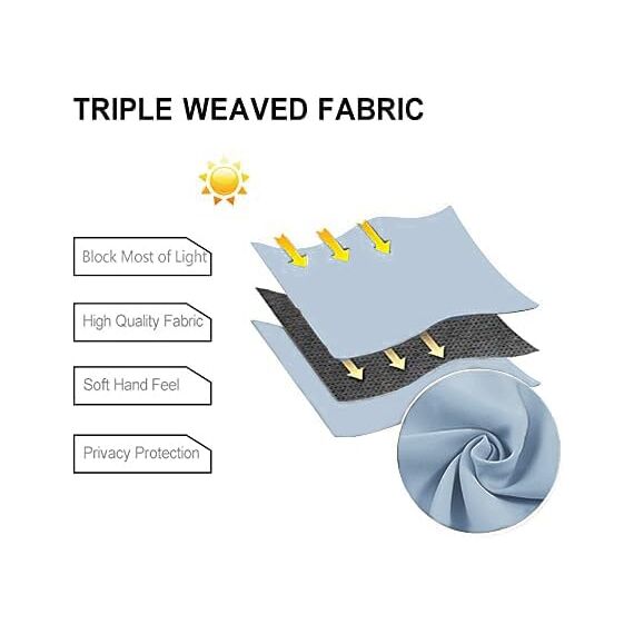DWCN Verdunklungsvorhänge mit Ösen Blickdicht Vorhänge mit Raffhalter 2 Stücke Thermovorhang Kälteschutz Gardinen Wohnzimmer Schlafzimmer Wärmeisolierend,Hell Blau,H137 x B117 cm (2er Pack)