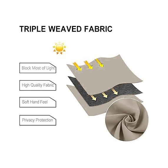DWCN Vorhang Blickdicht mit Ösen 2 Stücke Verdunkelungsgardinen Thermogardine Vorhänge Dunkel Thermogardine Verdunkelung für Wohnzimmer Schlafzimmer, Taupe, 137x117cm(HxB)
