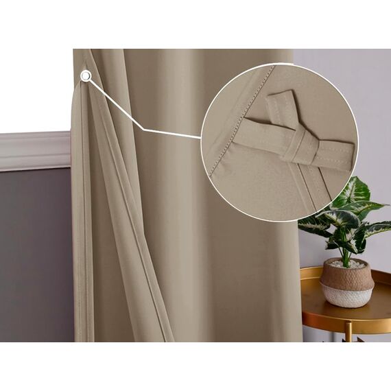 DWCN Vorhang Blickdicht mit Ösen 2 Stücke Verdunkelungsgardinen Thermogardine Vorhänge Dunkel Thermogardine Verdunkelung für Wohnzimmer Schlafzimmer, Taupe, 137x117cm(HxB)
