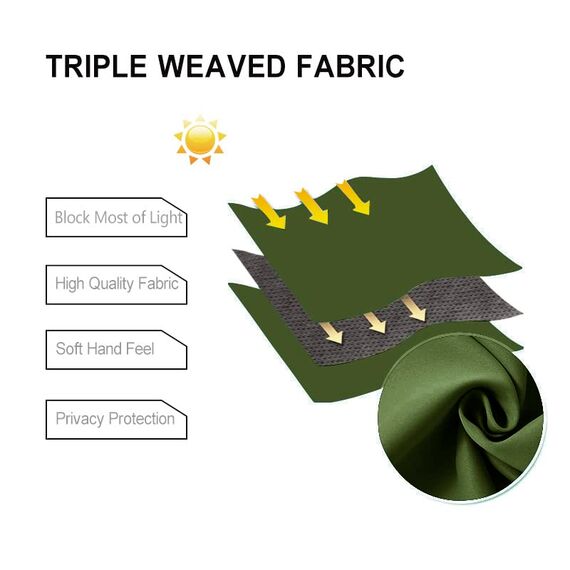 DWCN Blickdichte Vorhänge mit Vorhange-Raffhalter Verdunkelungsgardinen mit Ösen 2 Stücke Thermogardine für Wohnzimmer Schlafzimmer,Olive Grün,137x117cm(HxB)