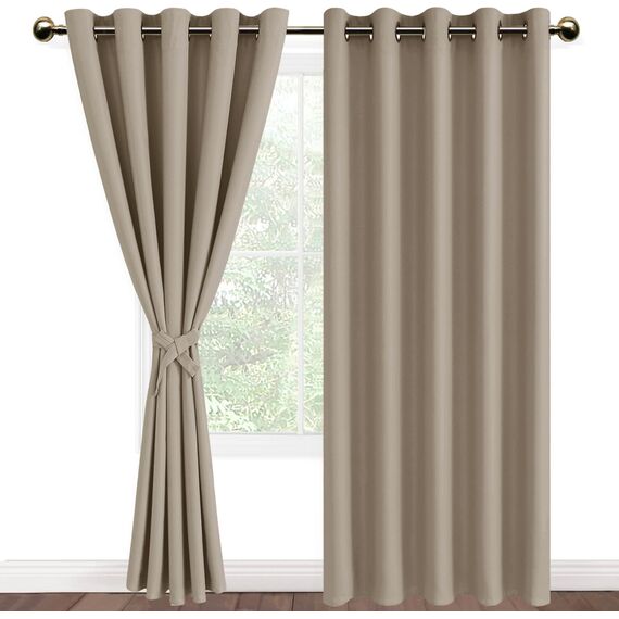 DWCN Vorhang Blickdicht mit Ösen 2 Stücke Verdunkelungsgardinen Thermogardine Vorhänge Dunkel Thermogardine Verdunkelung für Wohnzimmer Schlafzimmer, Taupe, 228x167cm(HxB)