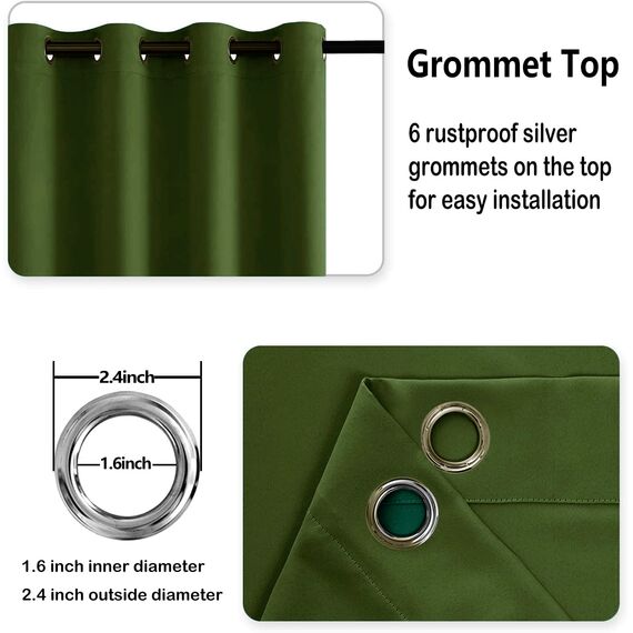 DWCN Blickdichte Vorhänge mit Vorhange-Raffhalter Verdunkelungsgardinen mit Ösen 2 Stücke Thermogardine für Wohnzimmer,Schlafzimmer,Olive Grün,183x117cm(HxB)
