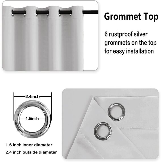 DWCN Verdunklungsvorhänge mit Ösen Blickdicht Vorhänge mit Raffhalter 2 Stücke Thermovorhang Kälteschutz Gardinen Wohnzimmer Schlafzimmer Wärmeisolierend,Silber Grau,H175 x B140 cm (2er Pack)