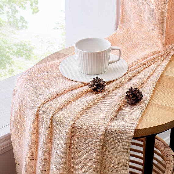 MIULEE Leinen Gardinen Vorhänge mit Kräuselband Weiss Gardine Vorhang Leinenoptik kräuselband Wohnzimmer Modern Voile Schienensystem Schlafzimmer 2er Set 140x215 cm Orange