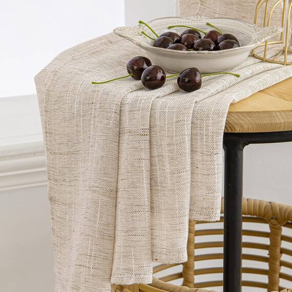 MIULEE Leinen Gardinen Vorhänge mit Kräuselband Weiss Gardine Vorhang Leinenoptik kräuselband Wohnzimmer Modern Voile Schienensystem Schlafzimmer 1er Set 300x245 cm Natur