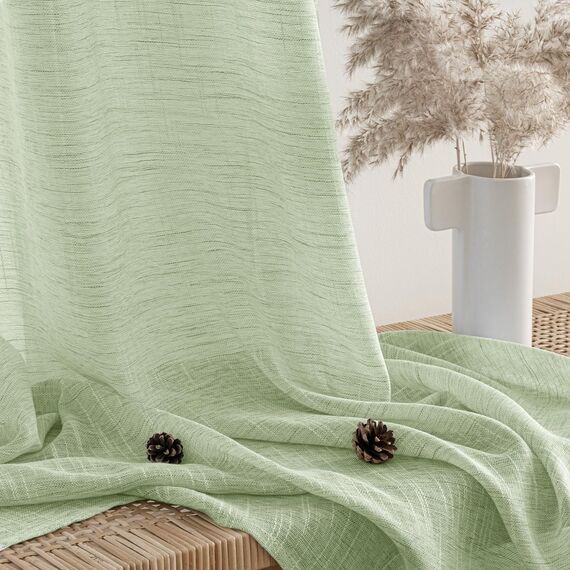 MIULEE Leinen Gardinen Vorhänge mit Kräuselband Weiss Gardine Vorhang Leinenoptik kräuselband Wohnzimmer Modern Voile Schienensystem Schlafzimmer 2er Set 140x280 cm Grün