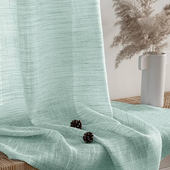 MIULEE Leinen Gardinen Vorhänge mit Kräuselband Weiss Gardine Vorhang Leinenoptik kräuselband Wohnzimmer Modern Voile Schienensystem Schlafzimmer 2er Set 140x260 cm Blau
