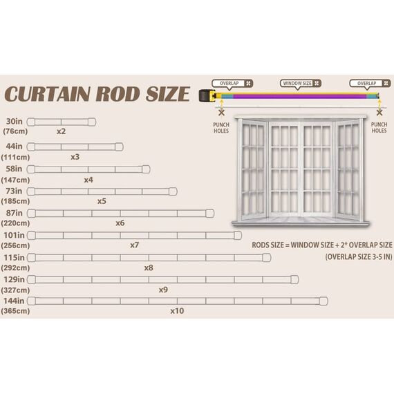 Gardinenstangen Innenlauf 2-Läufig aus Edelstahl, 76-198cm Gardinenstangen Verstellbare mit Kappenknäufen und Halterungen - Dekorative Fenster für Wohnzimmer Schlafzimmer Fenster/Weiß