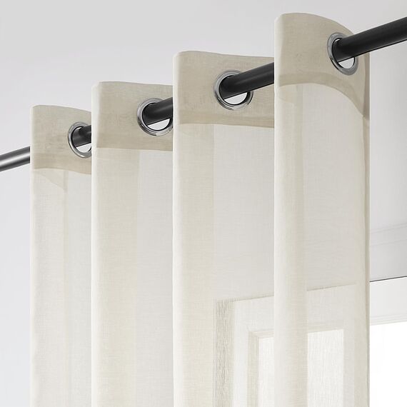 Topfinel Gardinen Mit Ösen Store Gardinen Halbtransparent Moderne Gardine Wohnzimmer Leinenoptik Vorhänge Kinderzimmer Voile Vorhang 1er Set 240 x 300 cm (HxB) Beige