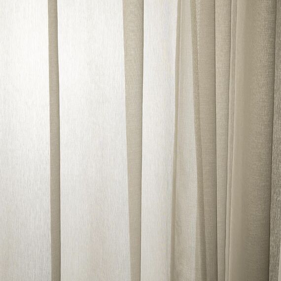 Topfinel 2er Set Gardinen mit Ösen Voile Vorhänge Transparente Gardine für Wohnzimmer Schlafzimmer 200x140cm (HxB) Beige