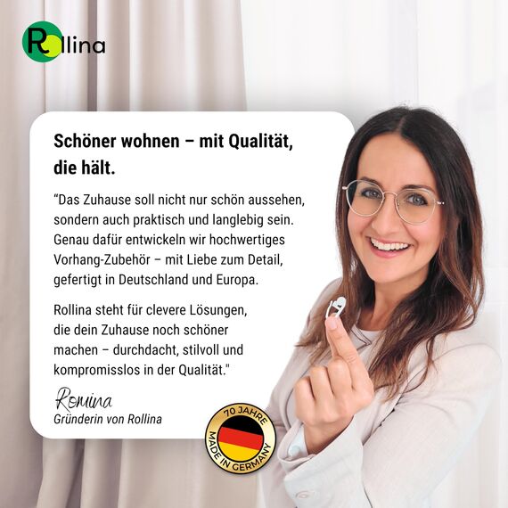 Rollina klick-Gleiter | Gardinenhaken für Gardinenschiene mit 3,2-4mm Innenlauf | Vorhang Haken lang | auch für Wohnwagen Wohnmobil Caravan LKW | 100 Stück | Made in Germany